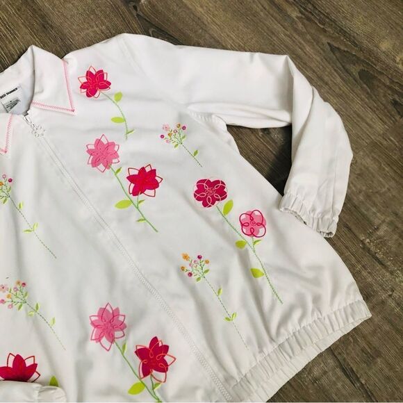 Alfred Dunner White Floral Beaded Long Sleeve Lightweight Zip Up Jacket Sz Small - Picture 6 of 10